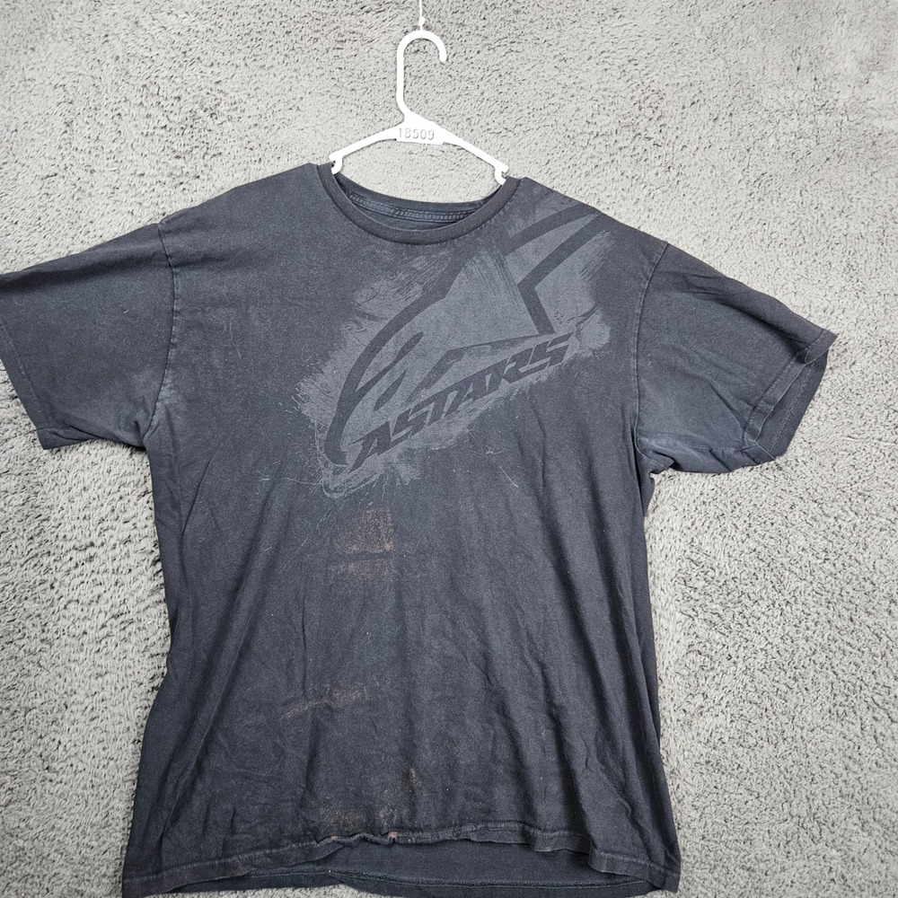 Mens Alpinestars Graphic‎ T Shirt XL Black Short Sleeve Casual Motorcycle